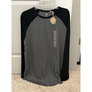 DIP Size XLT Mens Gray 100% Organic Cotton Crew Neck Long Sleeve Athletic Top